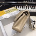「#10247」Chanel 2018 Big V Beige Silver Chain 25cm AS8023
