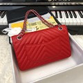 「#10248」Chanel 2018 Big V Red Silver Chain 25cm AS8023