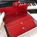 「#10248」Chanel 2018 Big V Red Silver Chain 25cm AS8023