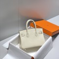 「#4162」 Hermès Milkshake Platinum Buckle Mini Birkin Bag 20cm