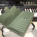 「#10251」Chanel 2018 Big V Light Green Silver Chain Silver Buckle 25cm AS8023