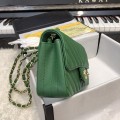 「#10255」Chanel 2018 Big V Green Gold Chain Gold Buckle 20cm AS8500 「#10255」Chanel 2018 Big V Green Gold Chain Gold Buckle 20cm AS8500