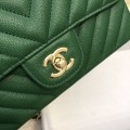 「#10255」Chanel 2018 Big V Green Gold Chain Gold Buckle 20cm AS8500 「#10255」Chanel 2018 Big V Green Gold Chain Gold Buckle 20cm AS8500