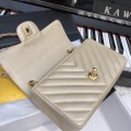「#10256」Chanel 2018 Big V Beige Gold Chain Gold Buckle 20cm AS5500