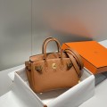 「#4163」 Hermes Golden Brown Gold Buckle Mini Birkin Bag 20cm