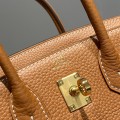 「#4163」 Hermes Golden Brown Gold Buckle Mini Birkin Bag 20cm