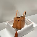 「#4163」 Hermes Golden Brown Gold Buckle Mini Birkin Bag 20cm