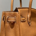 「#4163」 Hermes Golden Brown Gold Buckle Mini Birkin Bag 20cm