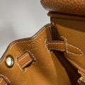 「#4163」 Hermes Golden Brown Gold Buckle Mini Birkin Bag 20cm