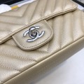 「#10257」Chanel 2018 Big V Beige Silver Chain Silver Buckle 20cm AS8500 「#10257」Chanel 2018 Big V Beige Silver Chain Silver Buckle 20cm AS8500