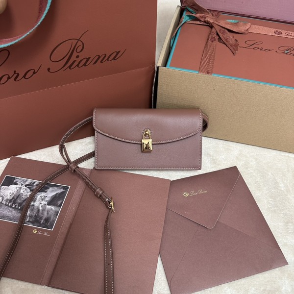 「#7209」Loro pian Pickette - 18cm*10cm*2.5cm - caramel color，plain weave