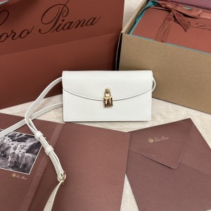 「#7210」Loro pian Pickette - 18cm*10cm*2.5cm - White palm prints