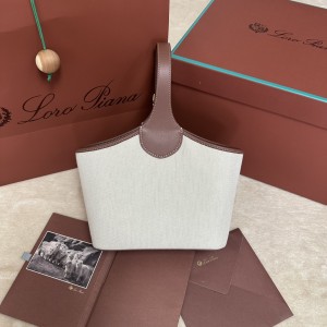 「#7212」Loro pian Bobbin - 21cm*16cm*13cm - Caramel Canvas