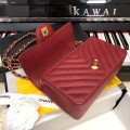 「#10261」Chanel 2018 Big V Red Gold Chain Gold Buckle 20cm AS8500