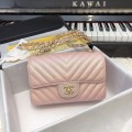「#10264」Chanel 2018 Big V Barbie Pink Gold Chain Gold Buckle 20cm AS8500 「#10264」Chanel 2018 Big V Barbie Pink Gold Chain Gold Buckle 20cm AS8500
