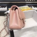 「#10265」Chanel 2018 Big V Barbie Pink Silver Chain Silver Buckle 20cm AS8500