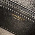 「#10268」Chanel 2018 Big V Black Gold Chain Gold Buckle 20cm AS8500