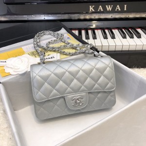 「#10269」Chanel original silver ball imported caviar leather silver chain silver buckle handbag AS6500 20Cm