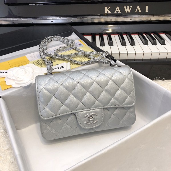 「#10269」Chanel original silver ball imported caviar leather silver chain silver buckle handbag AS6500 20Cm