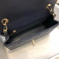 「#10272」Chanel Deep Blue Caviar Leather Gold Chain and Gold Buckle Handbag AS6500 20Cm