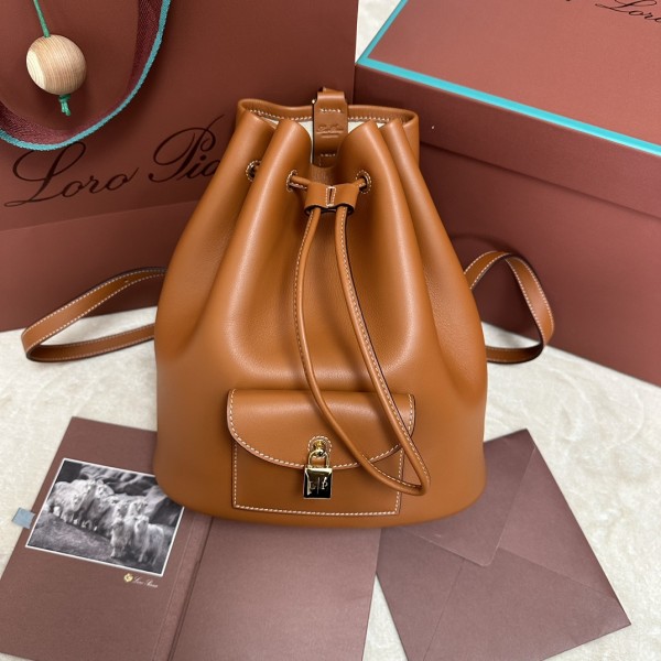 「#7217」Loro pian Extra - 25cm*27cm*14cm - brown plain weave