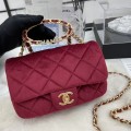 「#10292」Chanel 22/23 Early Spring Resort Collection French Red Velvet AS3451 24cm