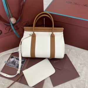 「#7236」Loro pian Loom L25 - 25cm*18cm*12.5cm- white with brown