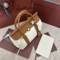 「#7236」Loro pian Loom L25 - 25cm*18cm*12.5cm- white with brown