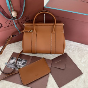 「#7237」Loro pian Loom L25 - 25cm*18cm*12.5cm- brown plain weave