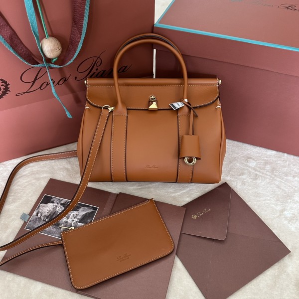 「#7237」Loro pian Loom L25 - 25cm*18cm*12.5cm- brown plain weave