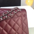 「#10294」Chanel red lambskin silver chain with silver buckle AS5212 30cm