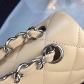 「#10296」Chanel lambskin silver chain with silver buckle AS5212 30cm