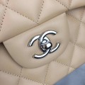「#10296」Chanel lambskin silver chain with silver buckle AS5212 30cm