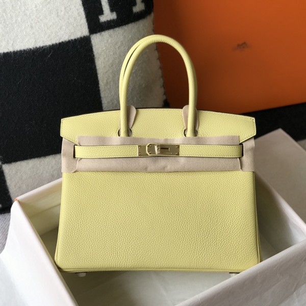 「#4019」 Hermes Chick Yellow Gold Buckle Birkin Bag 25cm