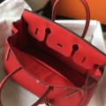 「#4165」 Hermès Red Gold Buckle Mini Birkin Bag 20cm