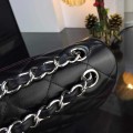 「#10301」Chanel black lambskin silver chain with silver buckle AS5212 30cm