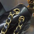 「#10302」Chanel black lambskin gold chain with gold buckle AS5212 30cm