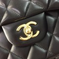 「#10302」Chanel black lambskin gold chain with gold buckle AS5212 30cm