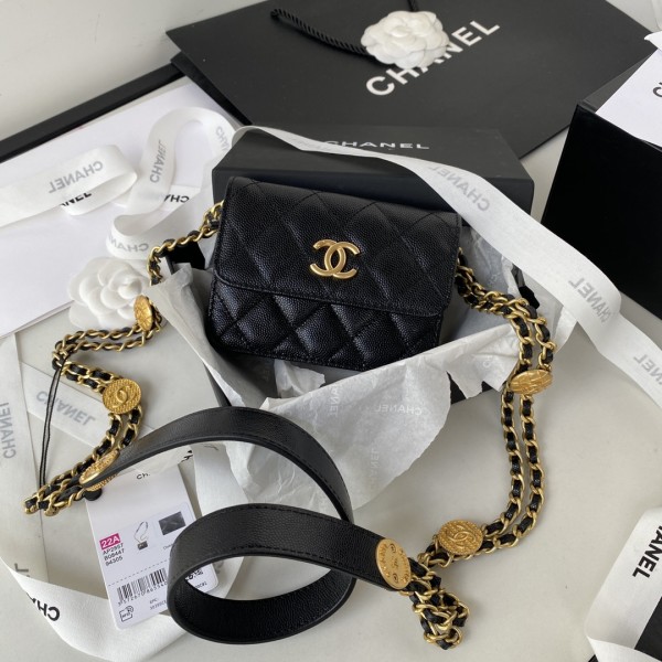 「#10317」Chanel gold coin woc mini small waste bag AP2857 0*12.3*3.2cm