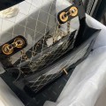 「#10320」Chanel Transparent Bag Black Classic Flap Bag Gold Buckle Gold Chain #58999 30*21*8cm