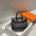 「#4164」 Hermès black gold buckle mini platinum bag 20cm