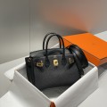 「#4164」 Hermès black gold buckle mini platinum bag 20cm