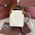 「#7268」Loro pian Bale - 17cm*17cm*21cm - white with brown