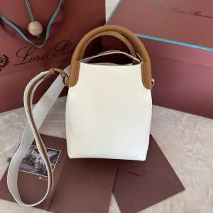 「#7268」Loro pian Bale - 17cm*17cm*21cm - white with brown