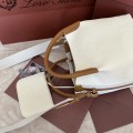 「#7268」Loro pian Bale - 17cm*17cm*21cm - white with brown