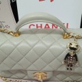 「#10322」Chanel Mini CF handle handbag sheepskin gray AS2432 20*12*6cm