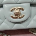 「#10324」Chanel Mini CF handle handbag sheepskin light blue AS2432 20*12*6cm
