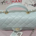「#10324」Chanel Mini CF handle handbag sheepskin light blue AS2432 20*12*6cm