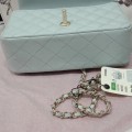 「#10324」Chanel Mini CF handle handbag sheepskin light blue AS2432 20*12*6cm