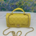 「#10326」Chanel Mini CF handle handbag sheepskin yellow AS2432 20*12*6cm